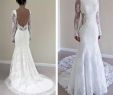 Dresses for Civil Wedding Awesome Simple Long Sleeve Lace Mermaid Wedding Dresses Backless Lace Applique Sweep Train Bridal Gowns Custom Made Long Wedding Gowns