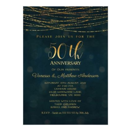 Dresses for Golden Wedding Anniversary Best Of Faux Gold Blue 50th Wedding Anniversary Invitation
