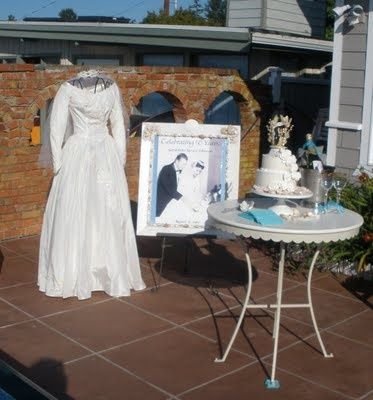 Dresses for Golden Wedding Anniversary Elegant Display Wedding Dress at 50th Wedding Anniversary Party
