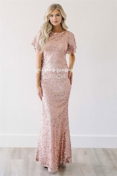 Dresses for Golden Wedding Anniversary Luxury the Aurora Rose Gold Sequin Gown In 2019