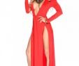 Dresses for Small Chest Elegant Y Red Long Sleeve Open Chest Double Side Slit Dress