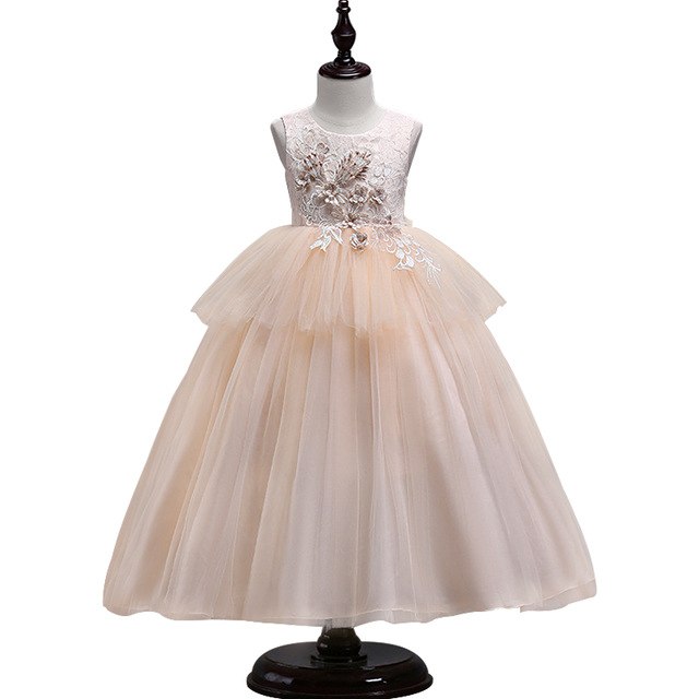 2018 Princess Girl Evening Dress Long Tulle Teens Party Kids Dresses For Girls Wedding Gown Flower Prom Children Costumes 414 Y Od35 ijp0