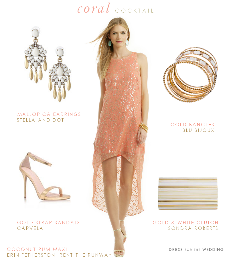 Dresses to attend A Beach Wedding Unique Coral and Gold Dress for A Cocktail Hour Wedding Reception