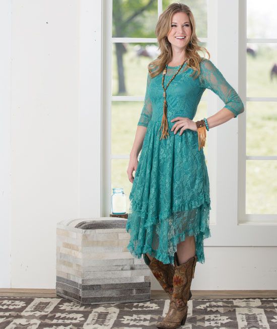 Dresses to Wear with Cowboy Boots to A Wedding New Dusty Turquoise Fields Lace Dress Dream Closet