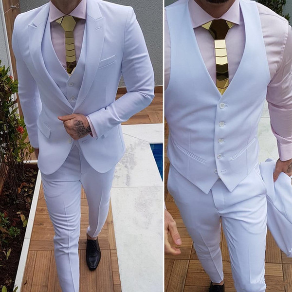 Dresses with Jackets to Wear to A Wedding Elegant New Design White Mens Wedding Suits Custom Made Three Pieces Cheap Groom Wear formal Men Prom Suit Jacket Pants Vest Wedding Suit Rental Wedding Wear