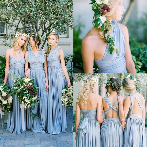 Dusty Blue Wedding Dresses Luxury Cheap 2018 New Dusty Blue Convertible Bridesmaid Dresses Eight Ways to Wear Pleated Floor Length Country Beach Wedding Guest Party Gowns Chief