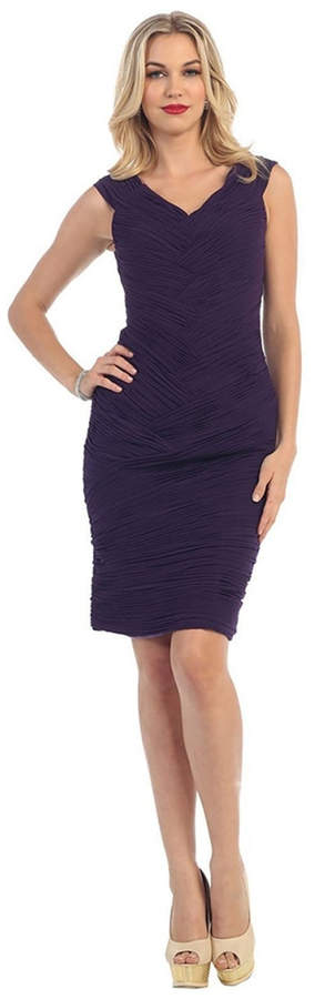 May Queen Eggplant Pleated Short Dress