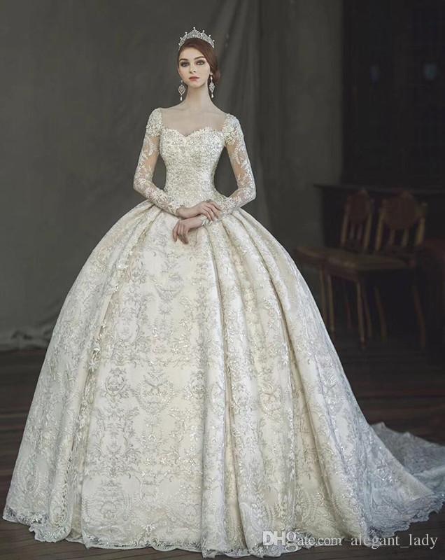 modern wedding gown luxury vintage victorian gothic ball gown wedding dresses 2018 amazing lace