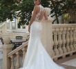 Embroidered Wedding Dress Unique Style Jewel Illusion Collared Gown with Embroidered
