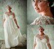 Empire Waist Wedding Dress Plus Size Lovely Discount Plus Size Beach Wedding Dresses with Half Sleeves Sheer Jewel Neck A Line Lace Appliqued Bridal Gowns Chiffon Empire Waist Wedding Dress All