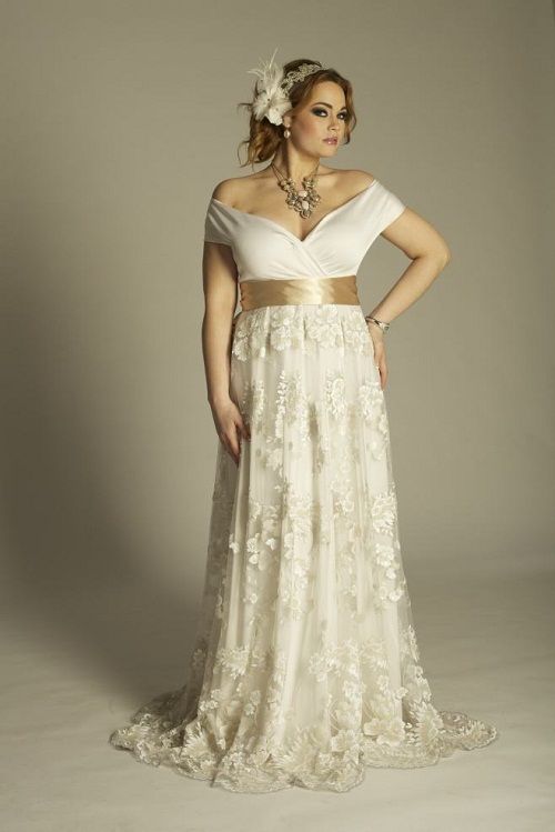 Empire Waist Wedding Dress with Sleeves Beautiful This is An Off the Shoulder Plus Size Wedding Dresses with