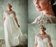 Empire Waist Wedding Dress with Sleeves Lovely Discount Plus Size Beach Wedding Dresses with Half Sleeves Sheer Jewel Neck A Line Lace Appliqued Bridal Gowns Chiffon Empire Waist Wedding Dress All