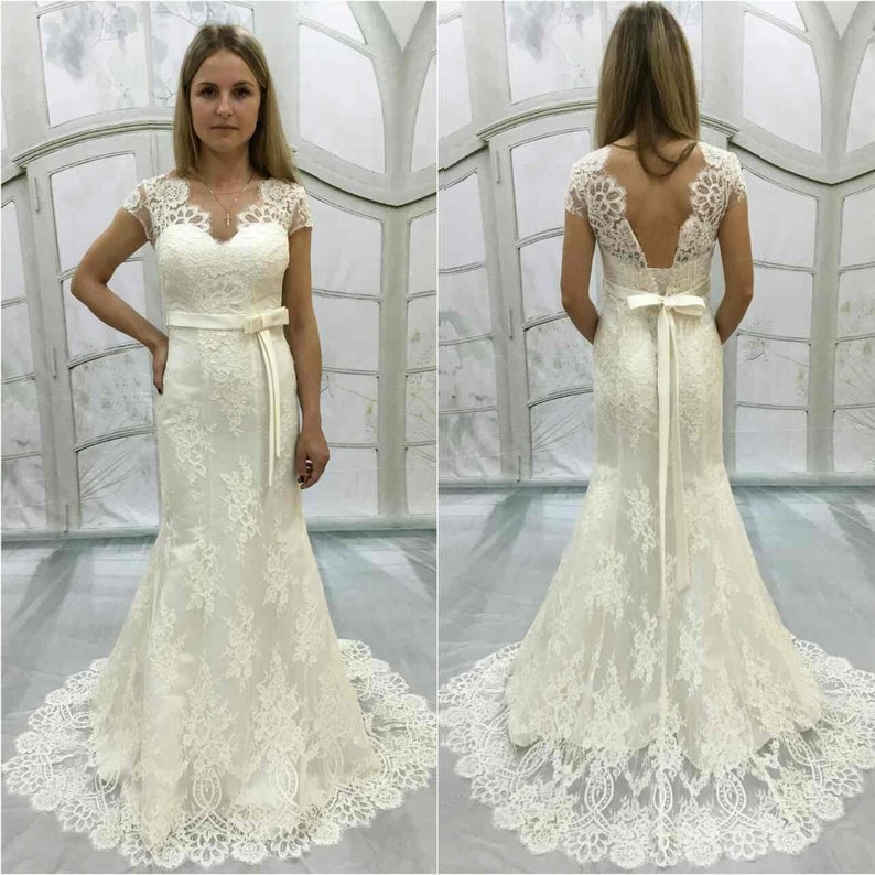 Essense Wedding Dress Elegant Boho Lace Mermaid Wedding Dress