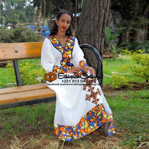 dehab habesha dress eritrean dresses ethiopian traditional clothes wedding clothing white yellow street fashion textile pattern 970 600x