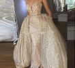 Expensive Wedding Dresses Beautiful 2019 Expensive Golden Prom Dresses with Detachable Train Spaghetti V Neck Backless 3d Flowers Party evening Gowns formal Dress Long Fashion Custom