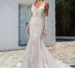 Fit and Flare Wedding Dress Lovely Style 8961 Allover Lace Fit and Flare Gown with Illusion