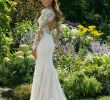 Fit and Flare Wedding Dress with Sleeves Luxury Style Illusion Long Sleeve Fit and Flare with V