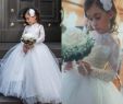 Flower Girl Wedding Dresses Unique Graceful Jewel Neck Flower Girls Dresses for Weddings Birthdays Long Sleeve Lace Munion Dresses Tulle Ball Gown Girls formal Dress