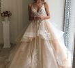 Flowing Wedding Dresses Fresh Discount 2019 New Champagne Elegant A Line Spaghetti Lace Wedding Dresses Tiered Ruffle Flowing Lace Applique V Neck Zipper Back Bridal Wedding Gowns