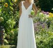 Flowing Wedding Dresses Luxury Style Chiffon A Line Gown with Plunging V Neckline