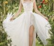 Flowy Wedding Dress Elegant Light and Flowy Illusion Neckline Wedding Dress Provence