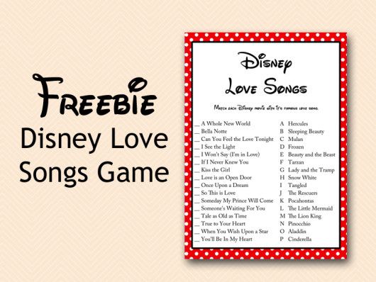 Free Stuff for Brides New Free Disney Love song Bridal Shower Game