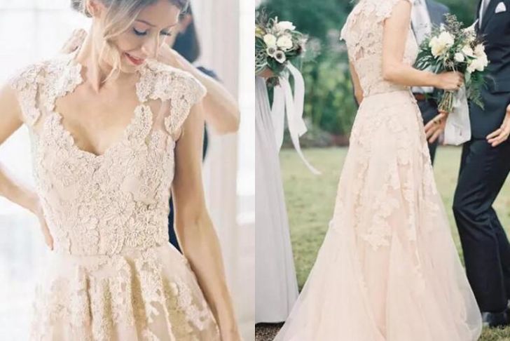 Garden Wedding Dresses Elegant Elegant Garden Country Wedding Dresses 2017 Champagne Tulle Lace Appliqued Capped Sleeve Reem Acra Bridal Gowns Custom Made