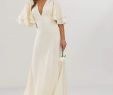 Goddess Bridesmaid Dresses New Edition Edition Satin Paneled Wedding Dress with Flutter Sleeve