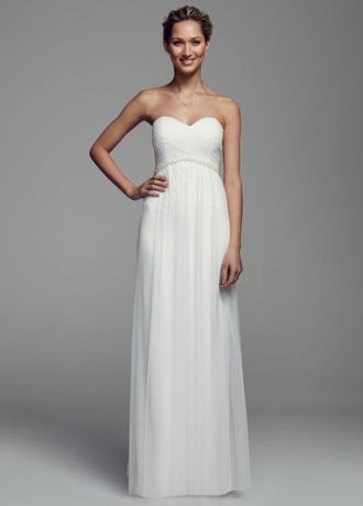 Goddess Style Wedding Dresses Beautiful Strapless Lace Dress with Tulle Overlay 1 Out Of 5 Open