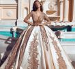 Gold Beaded Wedding Dress Inspirational Discount Luxury Dubai Wedding Dresses Gold Sequins Beaded Sheer Neck Bridal Gowns Champagne Satin Ball Gown Wedding Vestidos Custom Made Designer