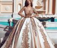 Gold Beaded Wedding Dress Inspirational Discount Luxury Dubai Wedding Dresses Gold Sequins Beaded Sheer Neck Bridal Gowns Champagne Satin Ball Gown Wedding Vestidos Custom Made Designer