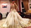Gold Bridal Dresses New Two Pieces Wedding Dresses Gold and Ivory Arabic Beads