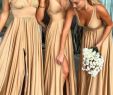 Gold Wedding Dresses for Sale Beautiful Elegant A Line V Neck Gold Long Bridesmaid Dress with Side
