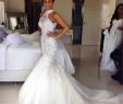 Gold Wedding Dresses for Sale Elegant Elegant Halted Neckline Mermaid Wedding Dress Lace Appliqued Beaded Sequins Fitted Backless Tulle Fish Trail Sweep Train Bridal Gowns Bo8263 Dress