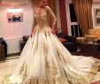 Gold Wedding Gown Beautiful Two Pieces Wedding Dresses Gold and Ivory Arabic Beads