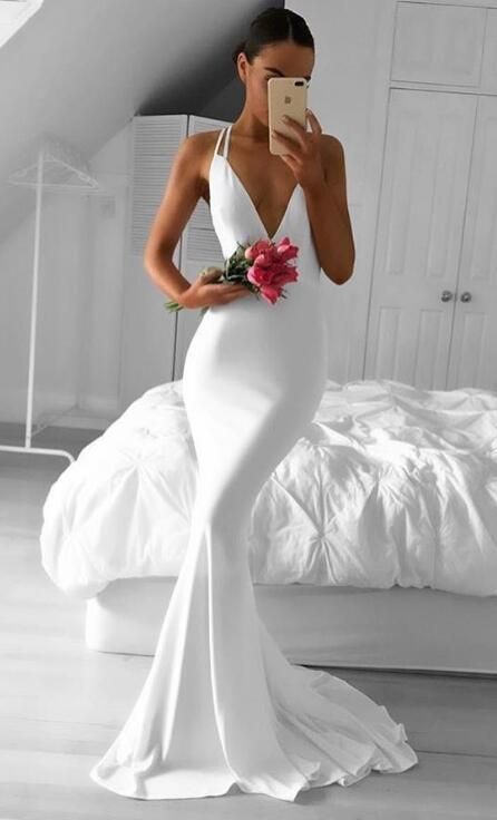 Gorgeous White Dresses Fresh Gorgeous White Mermaid Long evening Dress In 2019