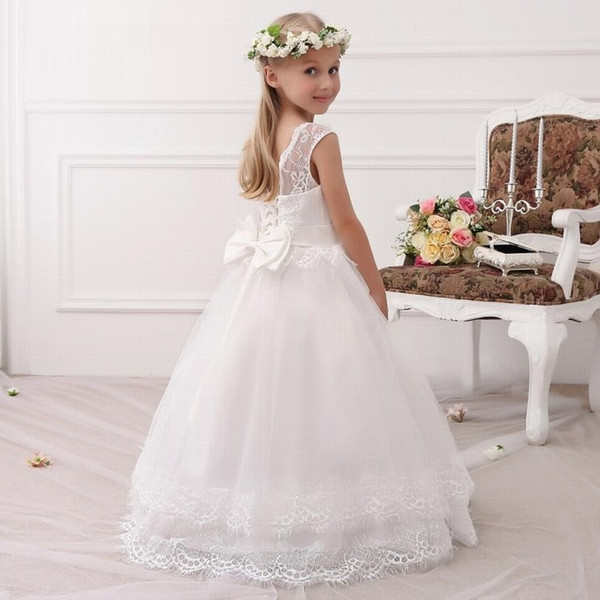 Gorgeous White Dresses Inspirational formal White Ivory Simple Lace Kids Gown Flower Girl Dresses for Wedding Girl S Floor Length Child Party Birthday Dress Ytz144 Gorgeous Flower Girl