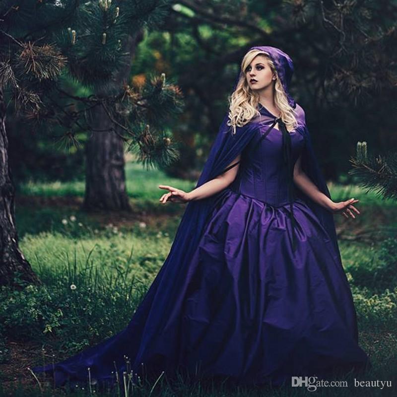 purple wedding gowns plus size unique vintage purple gothic ball gown wedding dresses with cloak removable