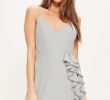 Gray Dresses for Wedding Fresh Missguided Grey Crepe Strappy Ruffle Shift Dress