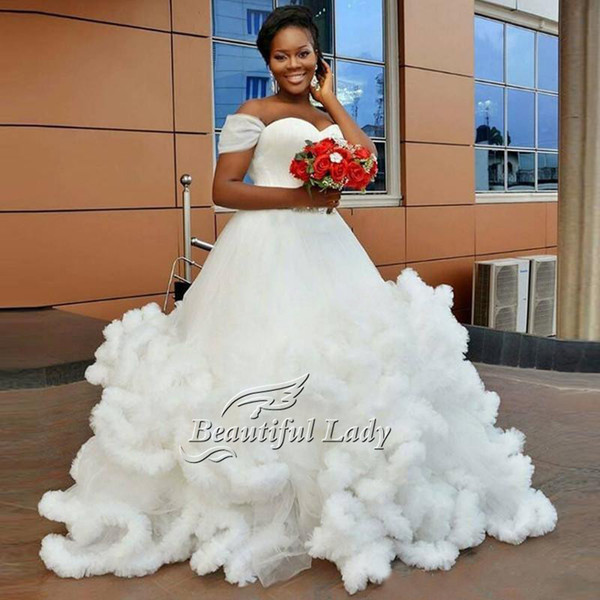 Green Wedding Dresses Unique 2017 African Wedding Dress 2017 Unique Strapless Cap Sleeve Ruffles Tulle Ball Gown Wedding Dresses Fast Shiipping Puffy Bridal Gowns Green Wedding