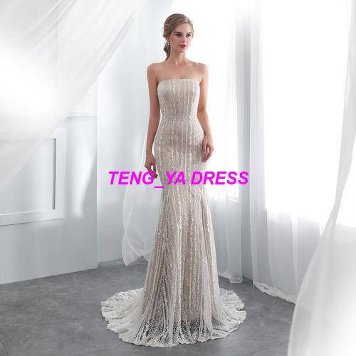 Grey Wedding Dresses New 2018 Strapless Mermaid Style Lace Beaded Customized Made Wedding Dress E002 In Wedding Dress Mermaid evening Dress From Teng Ya $155 78 Dhgate