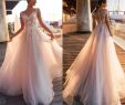 Handkerchief Wedding Dress Elegant Discount 2018 Elegant Blush Pink Lace Appliques A Line Wedding Dresses Sheer Scoop Neck Tulle Covered button Tulle Long Bridal Gowns Wedding Gowns for
