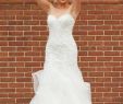 Handkerchief Wedding Dress Luxury Style Sweetheart Lace Mermaid Gown with Horsehair Hem