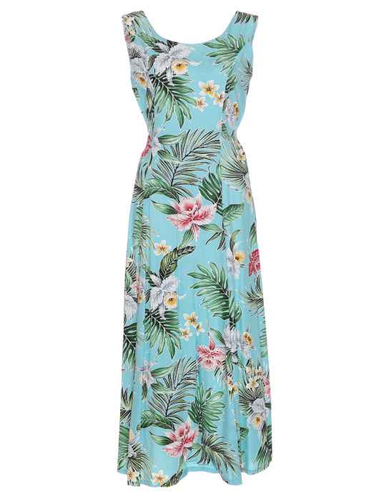 long hawaiian dress sleeveless RC OD teal 540x700