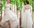 Hi Low Hem Wedding Dresses Luxury Discount New Vintage Style High Low Wedding Dresses Illusion Sleeves F Shoulder Flower Belt Lace top Short Front Long Back Cheap Puffy Bridal Gowns