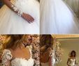High Neck Wedding Dresses Beautiful Chic Ball Gown V Neck Long Sleeves Appliques Floor Length