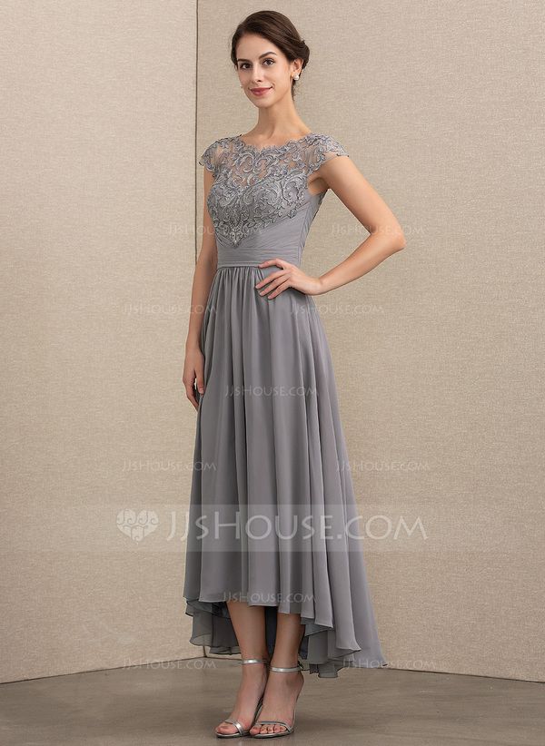 House Of the Bride New A Line Princess Scoop Neck asymmetrical Chiffon Lace Mother