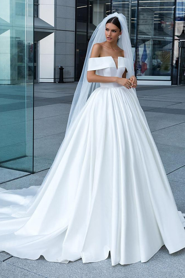 How Much is A Wedding Dress Beautiful Elegant Deep V Neck Simple Real Image Long Train Wedding