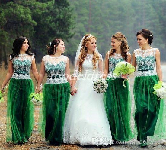 Hunter Green Bridesmaid Dresses Fresh Emerald Green Bridesmaid Dresses 2019 See Through Floor Length Lace Sash Garden Country Beach Wedding Guest Gowns Maid Honor Dress Cheap