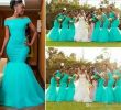 Hunter Green Bridesmaid Dresses Luxury Aqua Teal Turquoise Mermaid Bridesmaid Dresses F Shoulder Long Ruched Tulle Africa Style Nigerian Bridesmaid Dress Bm0180 Plus Size Bridesmaid Dress